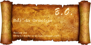 Béda Orsolya névjegykártya